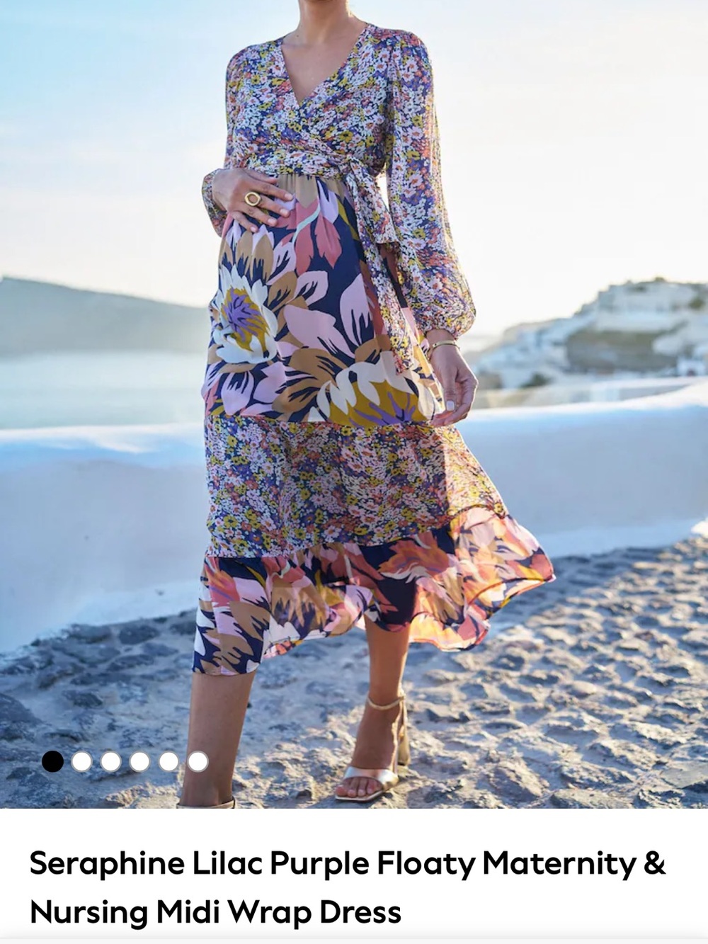 Seraphine Maternity to nursing floral midi wrap  dress